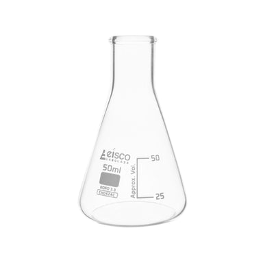 Flask Conical 50ml, narrow neck, borosilicate glass - eiscoindustrial