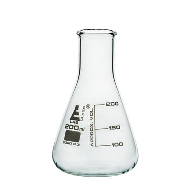 Flask Conical 200ml, narrow neck, borosilicate glass - eiscoindustrial