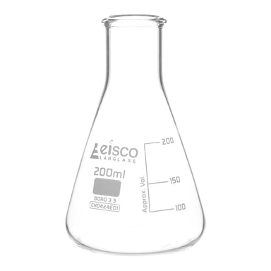 Flask Conical 200ml, narrow neck, borosilicate glass - eiscoindustrial