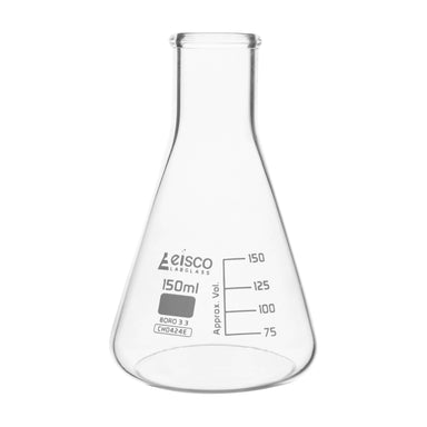 Flask Conical 150ml, narrow neck, borosilicate glass - eiscoindustrial