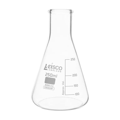 Flask Conical 250ml, narrow neck, borosilicate glass - eiscoindustrial