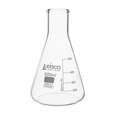 Flask Conical 500ml, narrow neck, borosilicate glass - eiscoindustrial