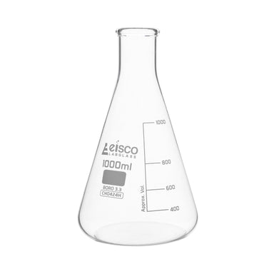 Flask Conical 1000ml, narrow neck, borosilicate glass - eiscoindustrial