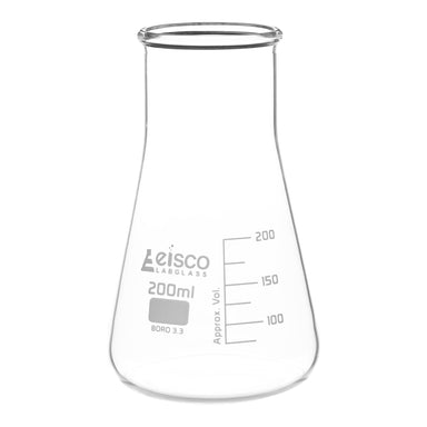 Flask Conical 200ml, wide neck, borosilicate glass - eiscoindustrial