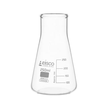 Flask Conical 250ml, wide neck, borosilicate glass - eiscoindustrial