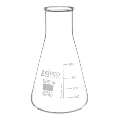 Flask Conical 500ml, wide neck, borosilicate glass - eiscoindustrial