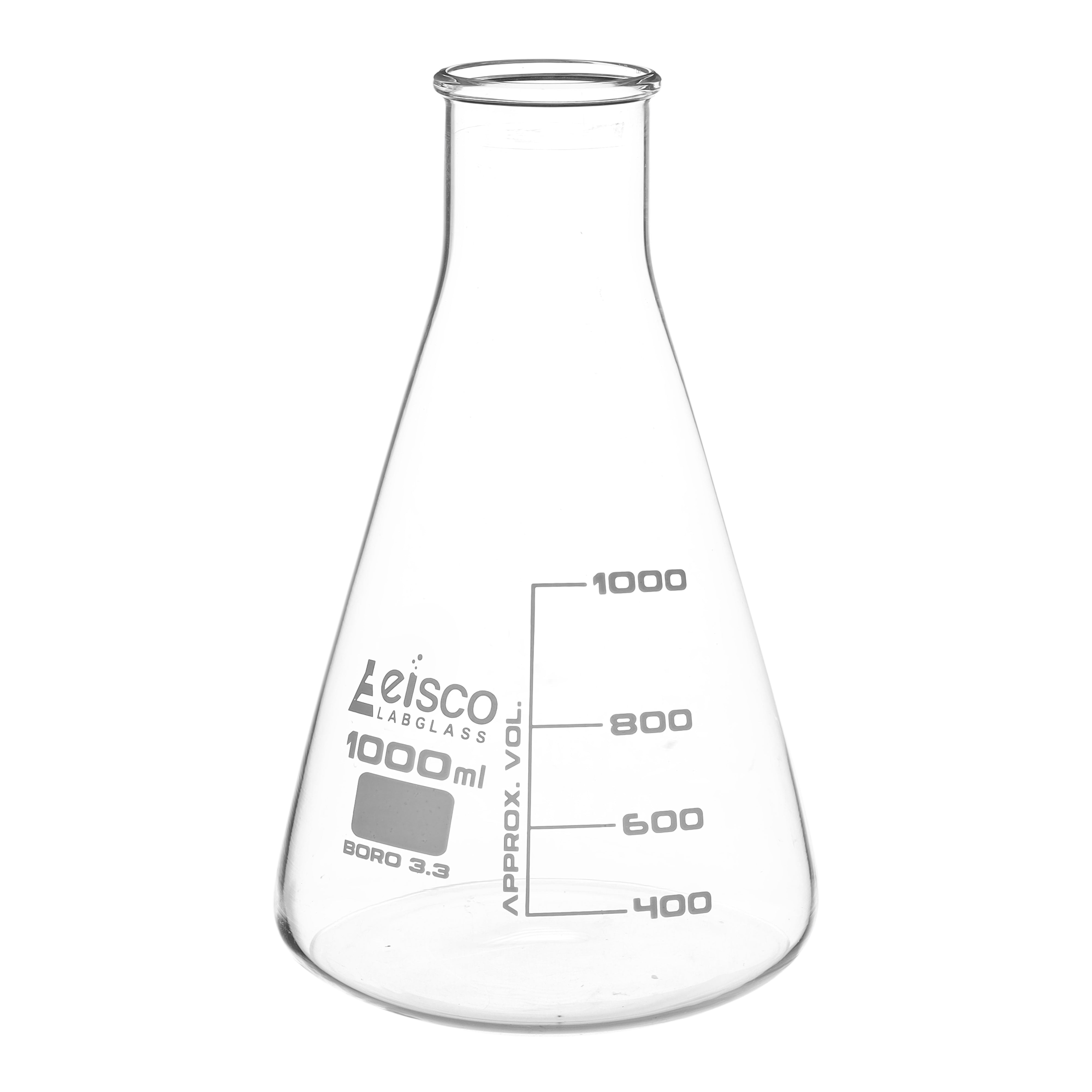 Flask Conical 1000ml, wide neck, borosilicate glass - eiscoindustrial