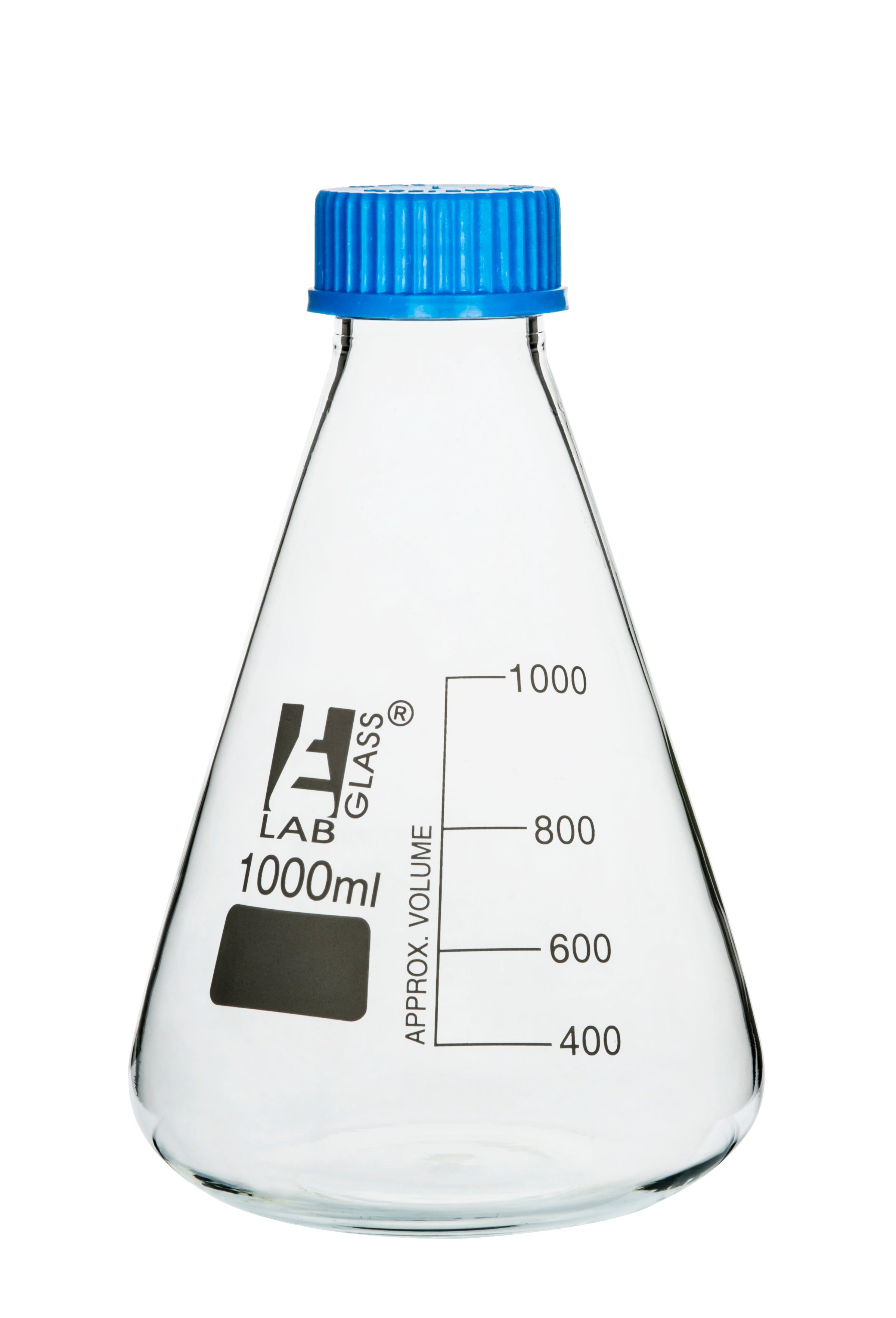 Flask Conical 1000ml, Erlenmeyer, with teflon liner screw cap, borosilicate glass - eiscoindustrial