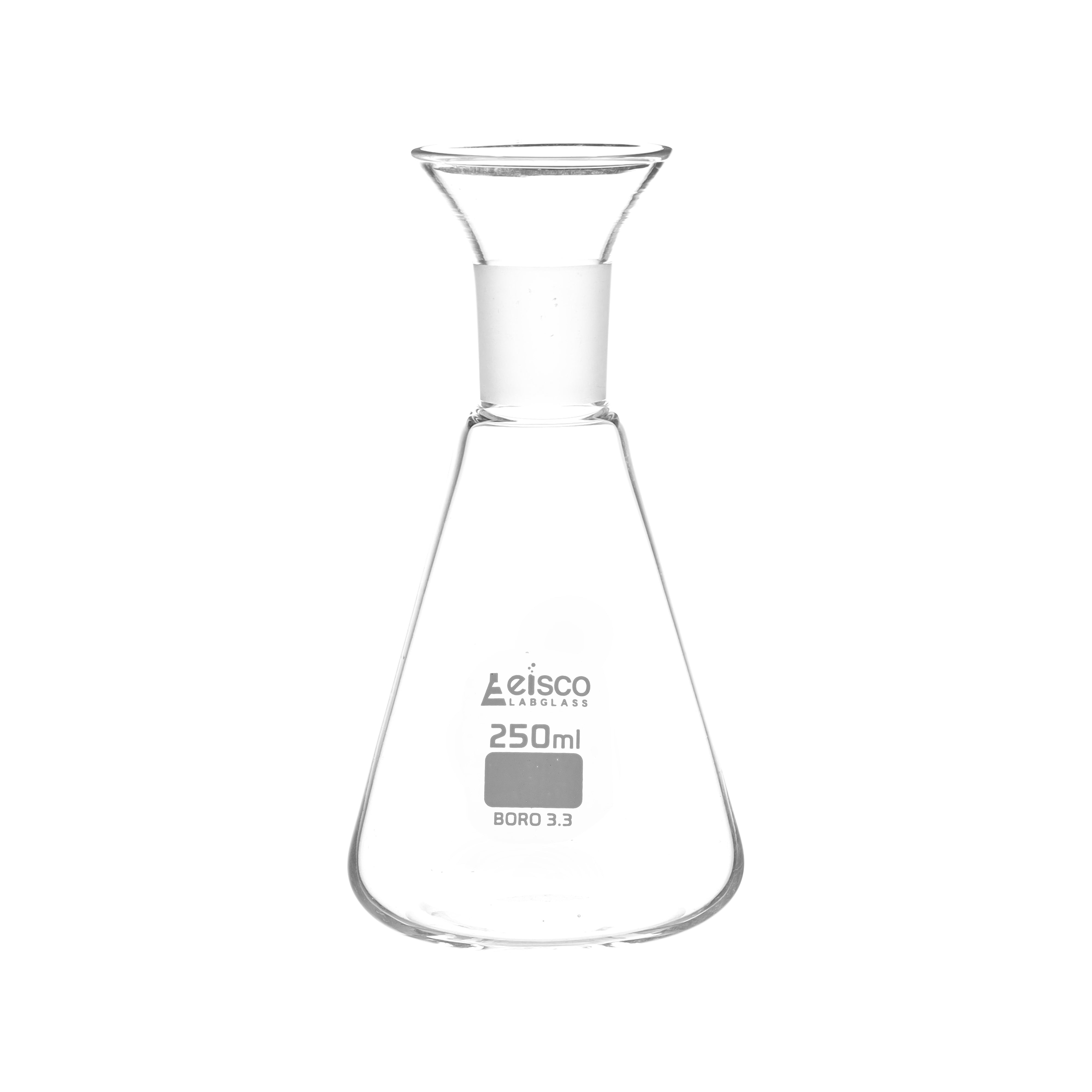 Flask Iodine, cap. 250ml, with interchangeable stopper, Socket size 24/29, borosilicate glass - eiscoindustrial