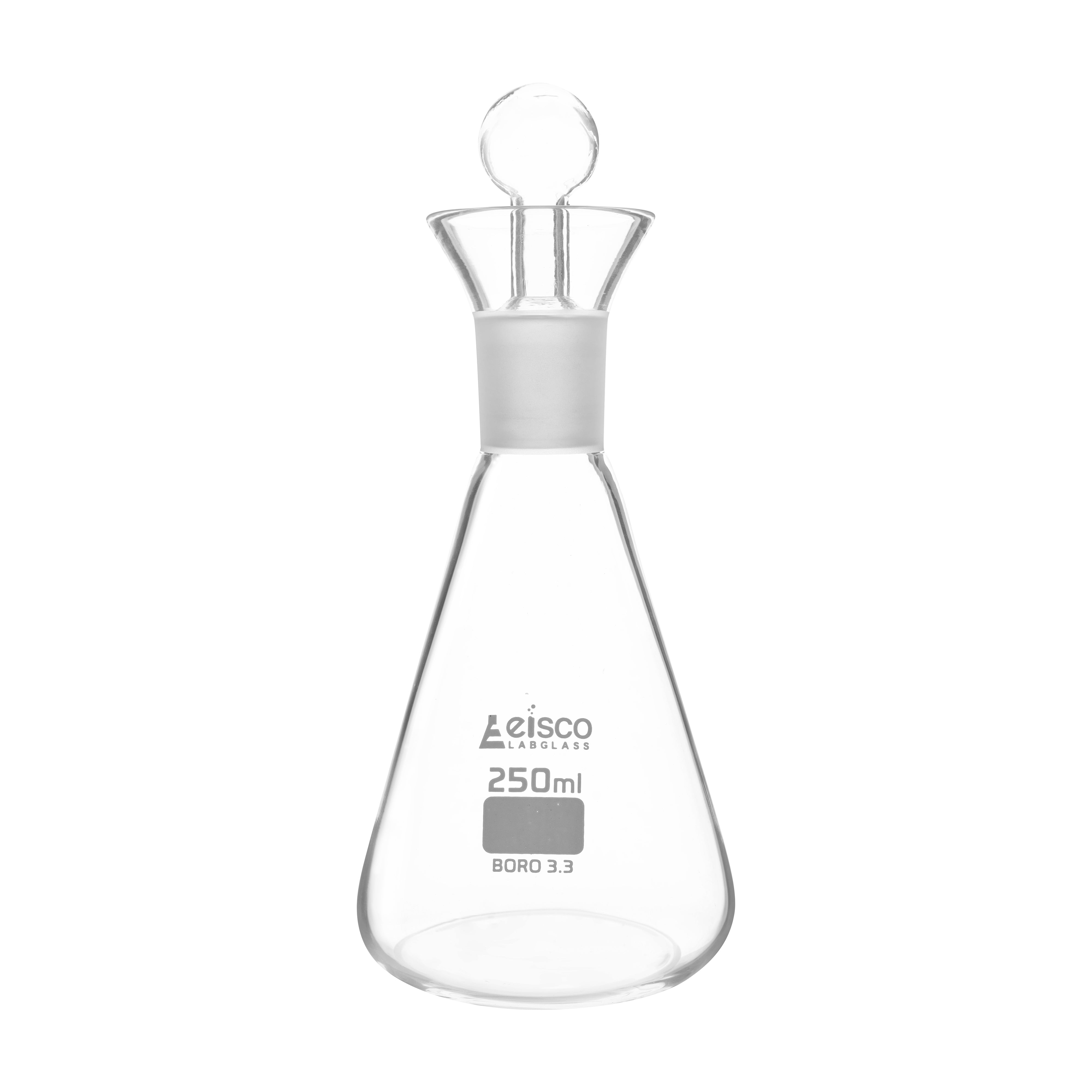 Flask Iodine, cap. 250ml, with interchangeable stopper, Socket size 29/32, borosilicate glass - eiscoindustrial