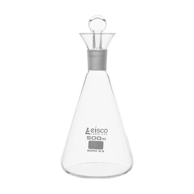 Flask Iodine, cap. 500ml, with interchangeable stopper, Socket size 24/29, borosilicate glass - eiscoindustrial