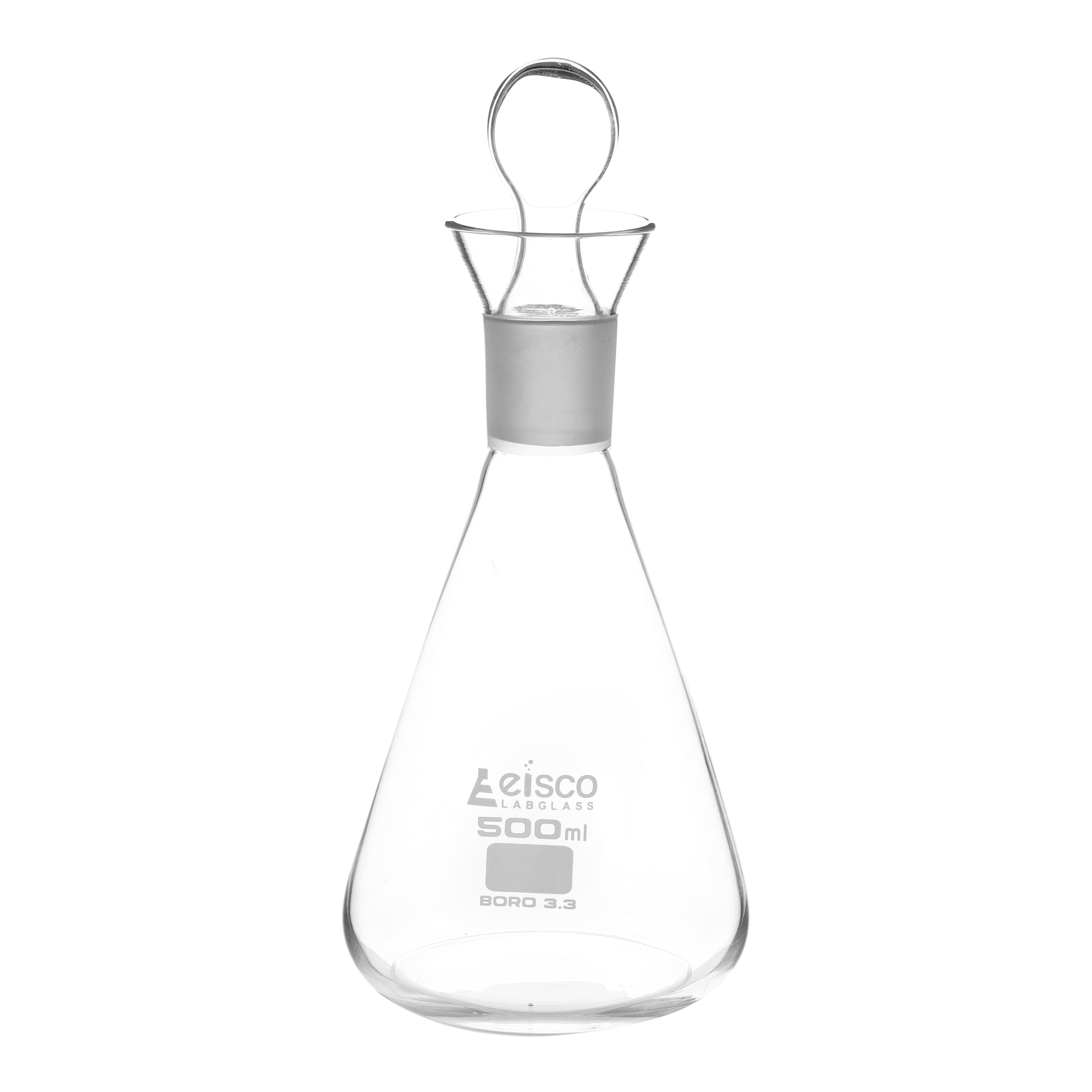 Flask Iodine, cap. 500ml, with interchangeable stopper, Socket size 29/32, borosilicate glass - eiscoindustrial