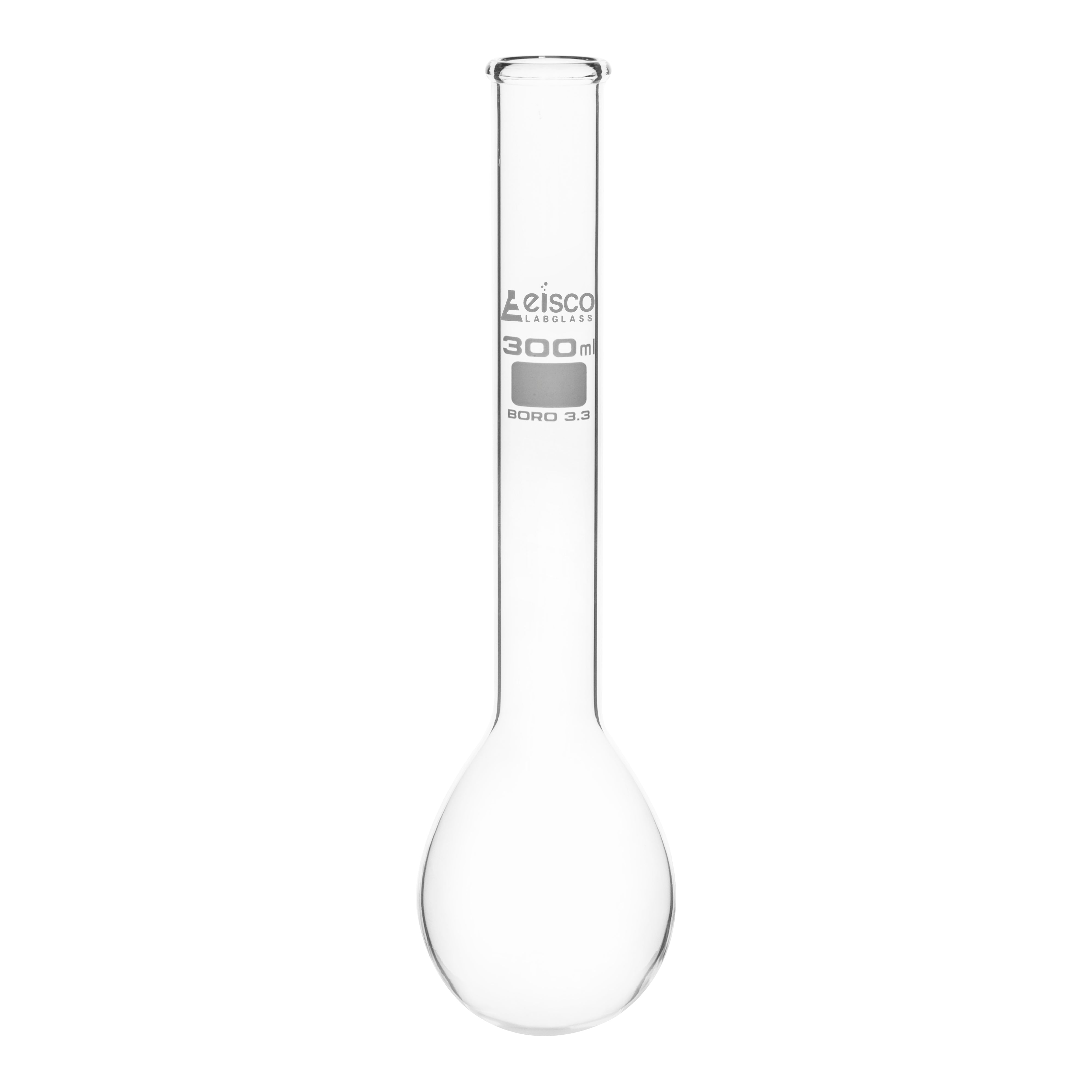 Flask Kjedahl, cap. 300ml., long neck, round bottom, borosilicate glass - eiscoindustrial