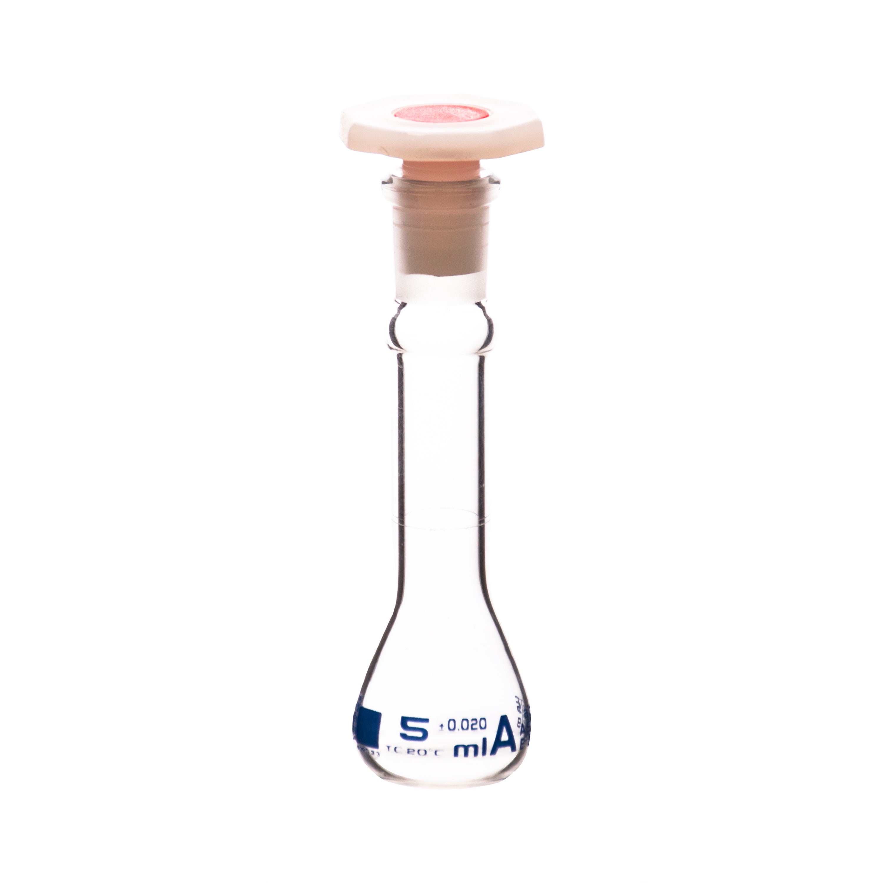 Flask Volumetric With Polypropylene Stopper  ASTM-E288 STD Class A,5 ml, Stopper no 9, Blue Printing - eiscoindustrial