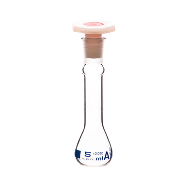 Flask Volumetric With Polypropylene Stopper  ASTM-E288 STD Class A,5 ml, Stopper no 9, Blue Printing - eiscoindustrial