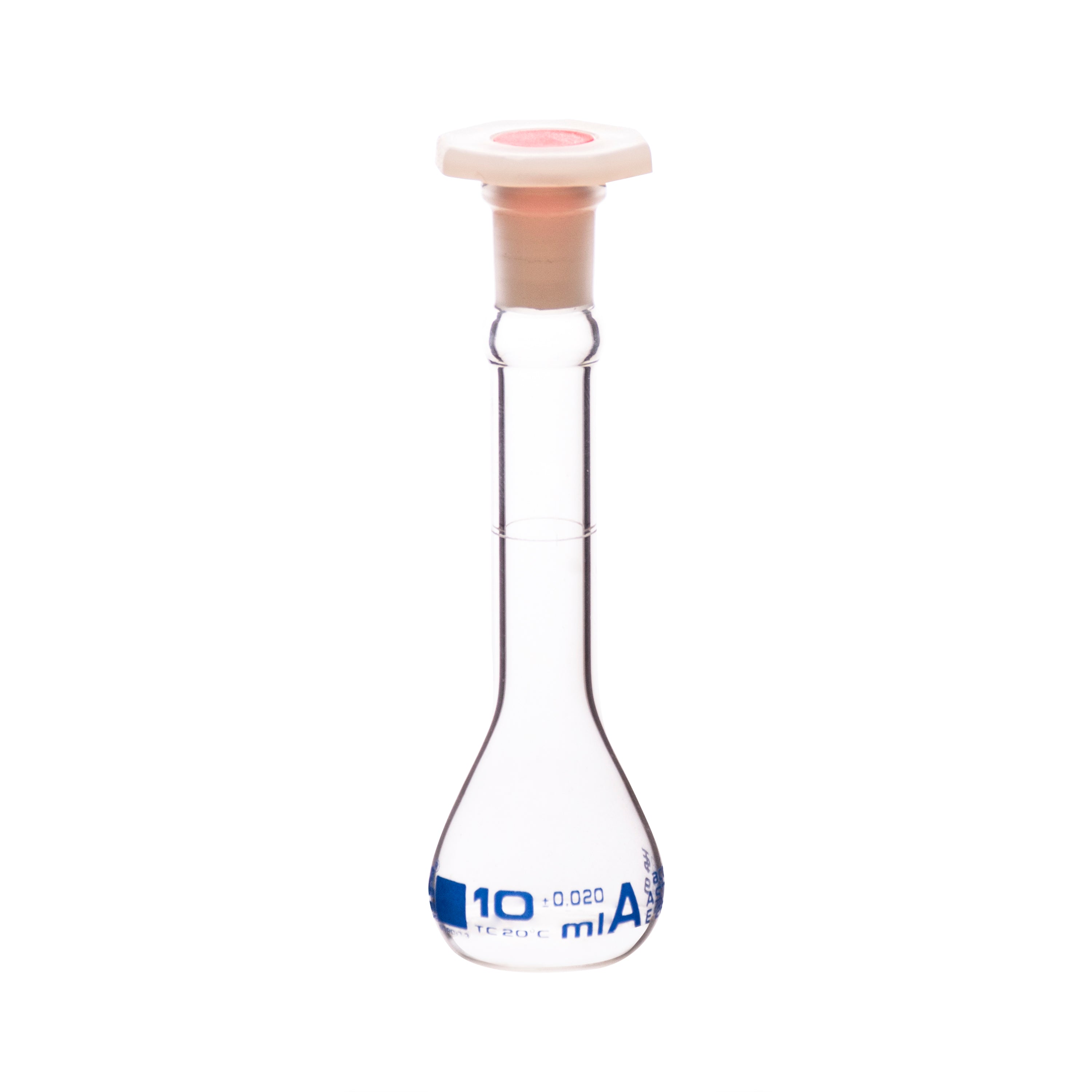 Flask Volumetric With Polypropylene Stopper  ASTM-E288 STD Class A,10 ml, Stopper no 9, Blue Printing - eiscoindustrial