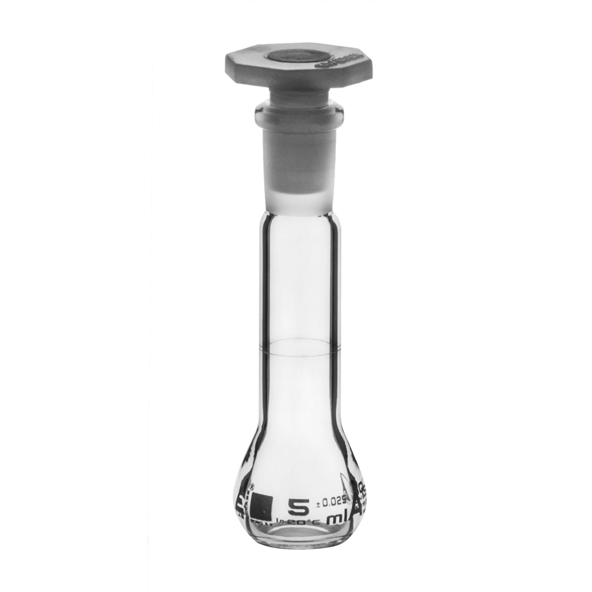 Flask Volumetric class 'A', cap. 5ml, socket size 10/19, borosilicate glass, White Printing - eiscoindustrial