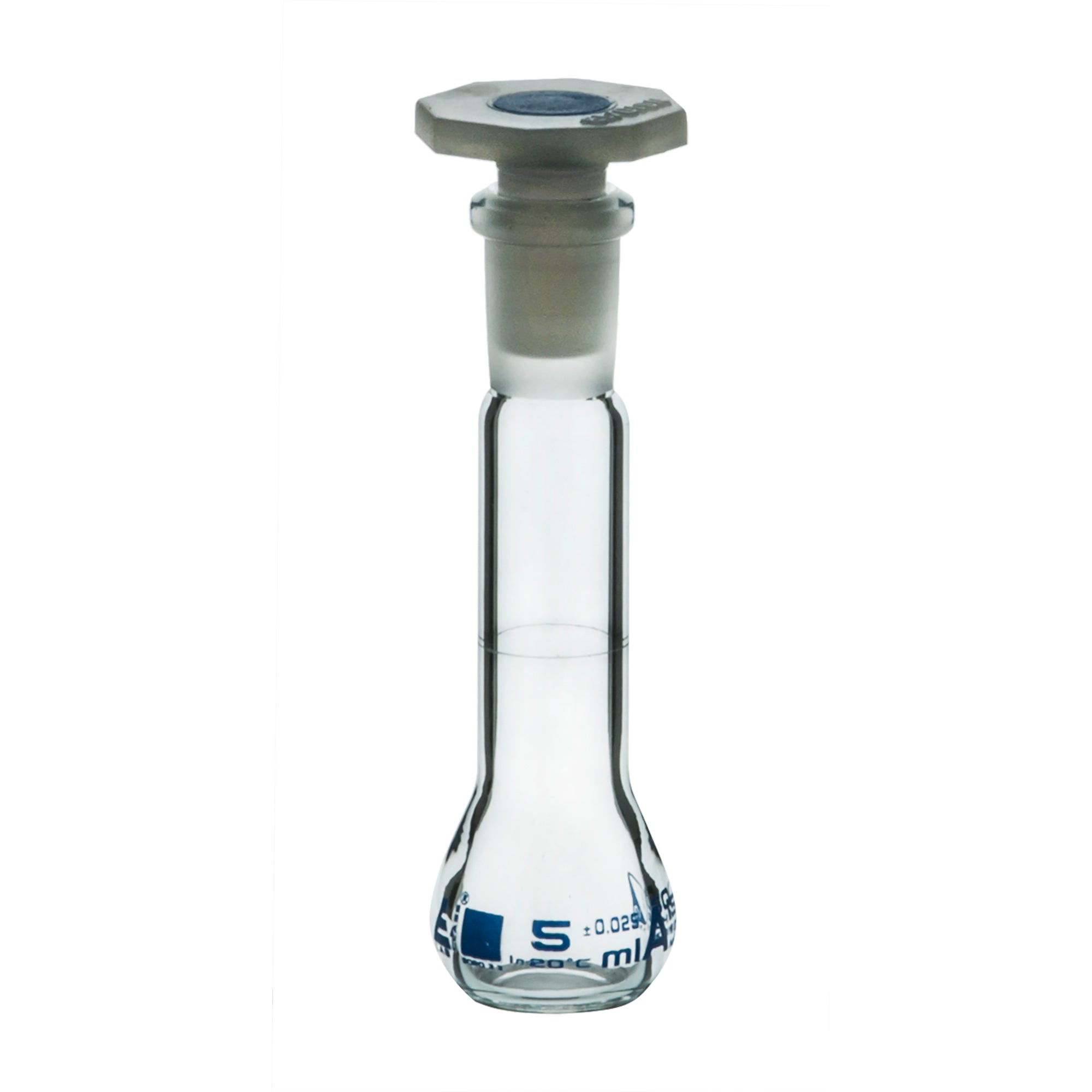 Flask Volumetric class 'A', cap. 5ml, socket size 10/19, borosilicate glass, Blue Printing - eiscoindustrial