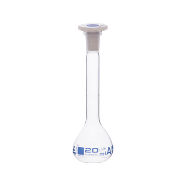 Flask Volumetric class 'A', cap. 20ml, socket size 10/19, borosilicate glass, Blue Printing - eiscoindustrial