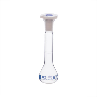 Flask Volumetric class 'A', cap. 10ml, socket size 10/19, borosilicate glass, Blue Printing - eiscoindustrial