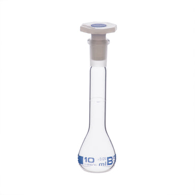 Flask Volumetric class 'B', cap. 10ml, socket size 10/19, borosilicate glass, Blue Printing - eiscoindustrial