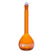 Flask Volumetric Amber, cap. 200ml, fitted with chemical resistance polypropylene stopper, borosilicate glass - eiscoindustrial