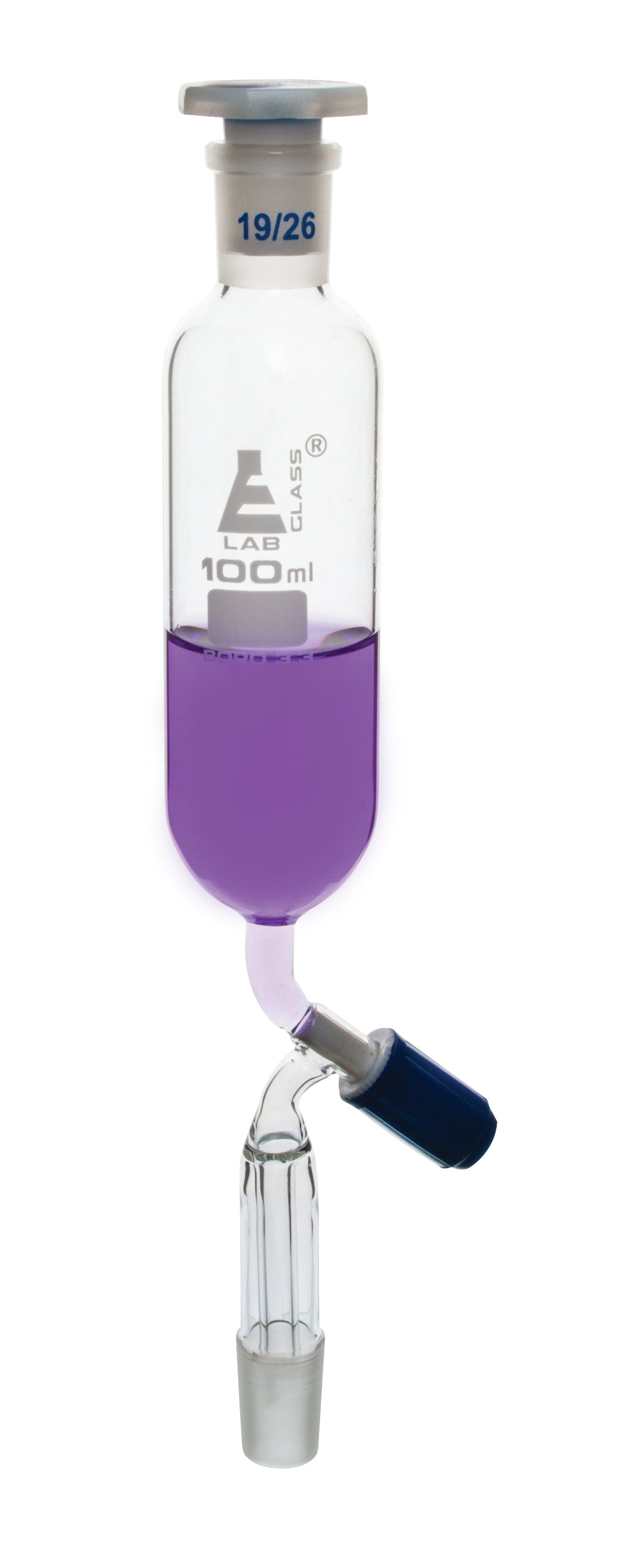 Funnel Dropping - Cylindrical, cap. 100ml, socket size 14/23, borosilicate glass, Un-graduated cylindrical with Rotaflow stopcock & interchangeable plastic stopper - eiscoindustrial