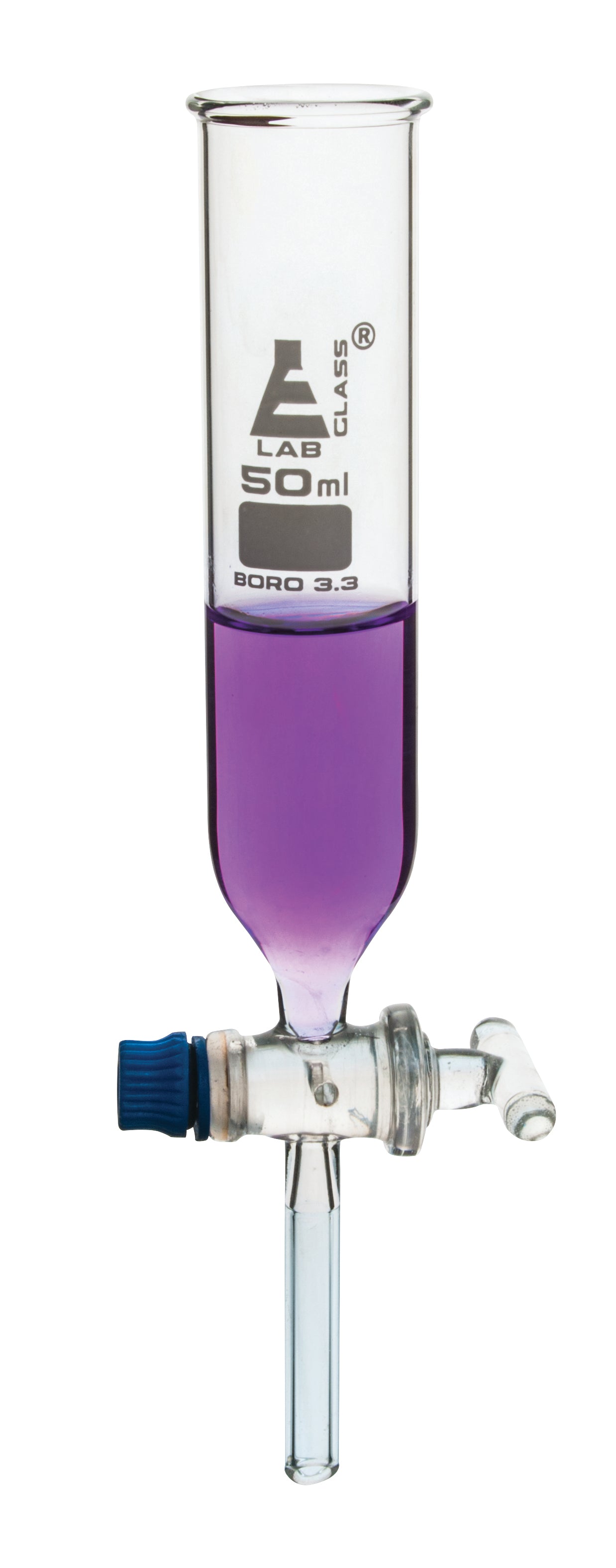 Funnel Dropping - Open, cap. 1000ml, borosilicate glass, Cylindrical, open top with PTFE key stopcock - eiscoindustrial