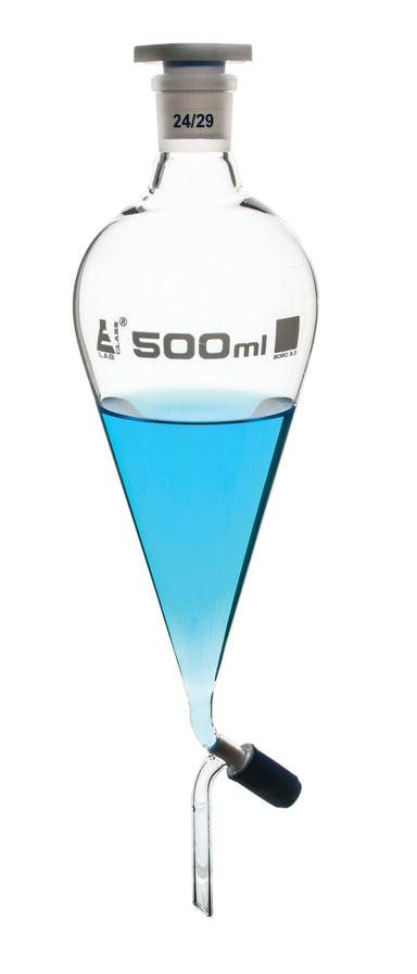 Funnel Separating - Squibb, cap. 1000ml, socket size 29/32, borosilicate glass, with interchangeable plastic stopper and Rotaflow stopcock, Un-Gradauted - eiscoindustrial