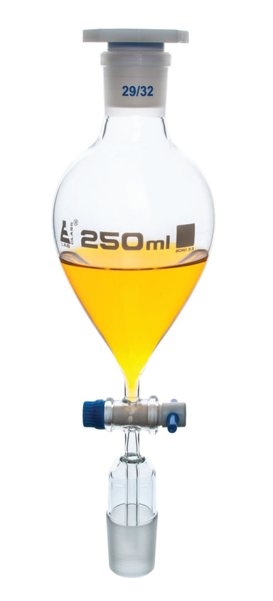 Funnel Separating -Pear Shaped, PTFE Key Stopcock 1000 ml Scoket/Cone Size 29/32 - eiscoindustrial