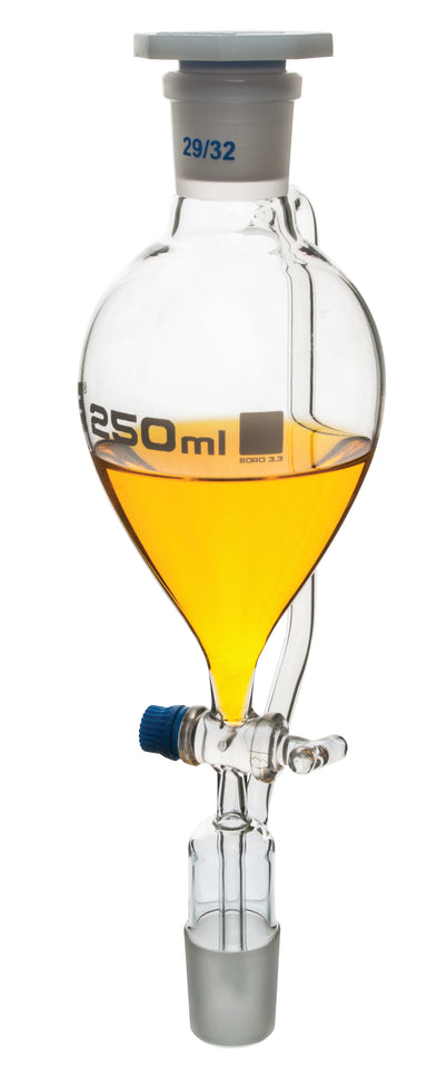 Funnel Separating -Pear Shaped, Pressure Equalising Glass Stopcock 500 ml Scoket/Cone Size 29/32 - eiscoindustrial