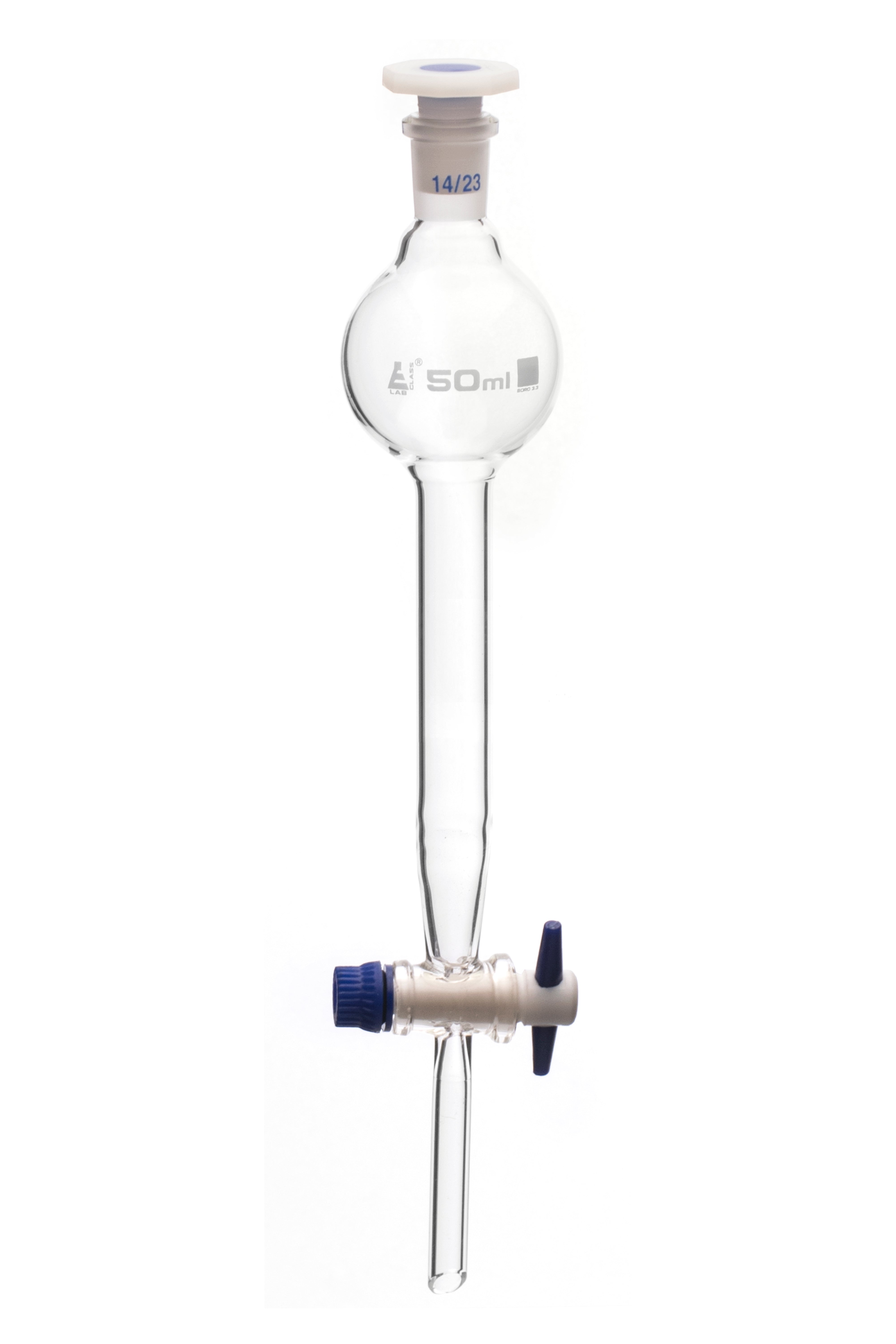 Funnel Separating - Gilson, cap. 50ml, Socket size 14/23, borosilicate glass with PTFE key stopcock - eiscoindustrial