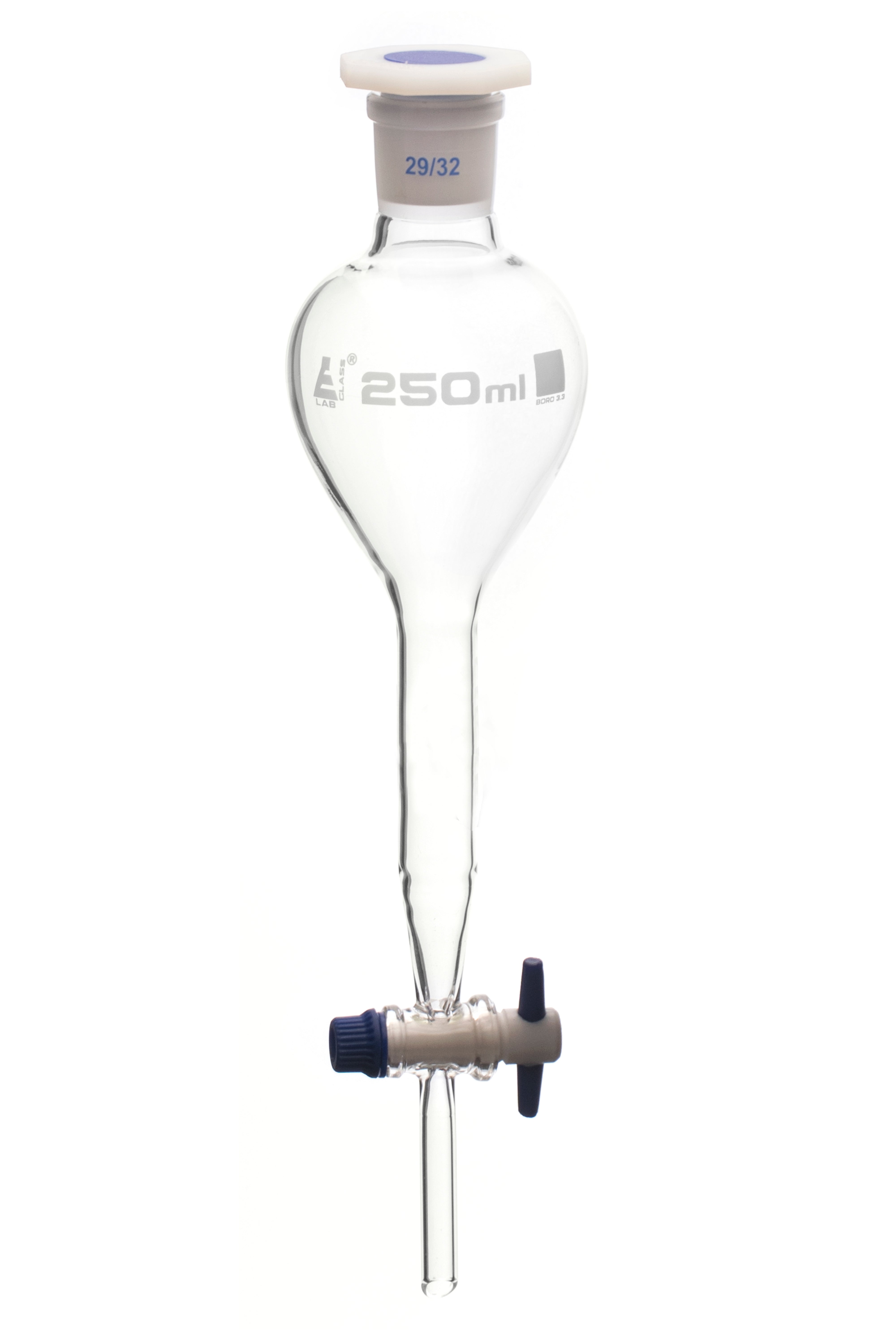 Funnel Separating - Gilson, cap. 500ml, Socket size 29/32, borosilicate glass with PTFE key stopcock - eiscoindustrial