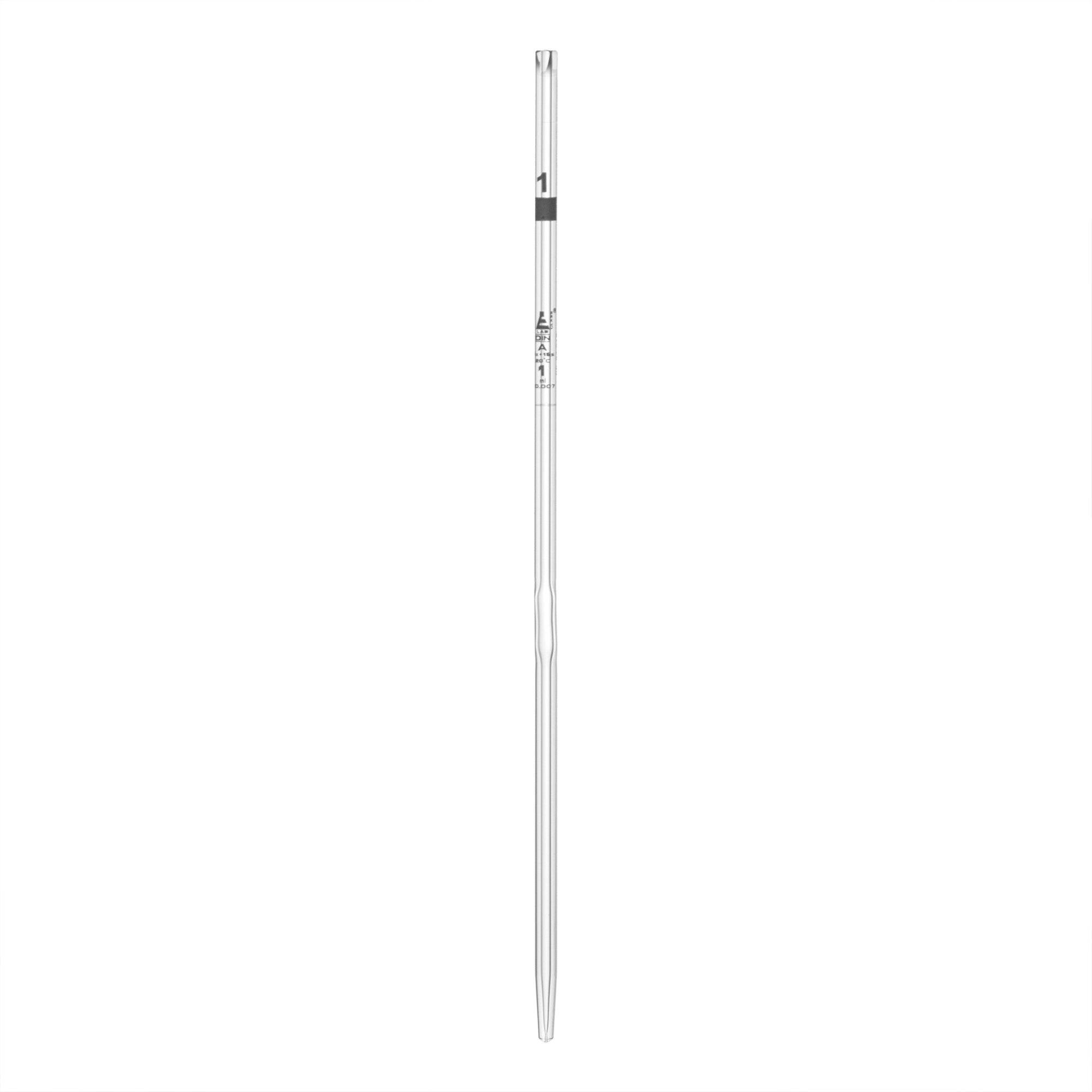 Pipette class 'A' 1ml, Borosilicate glass, White Printing bulb form, Blue - eiscoindustrial