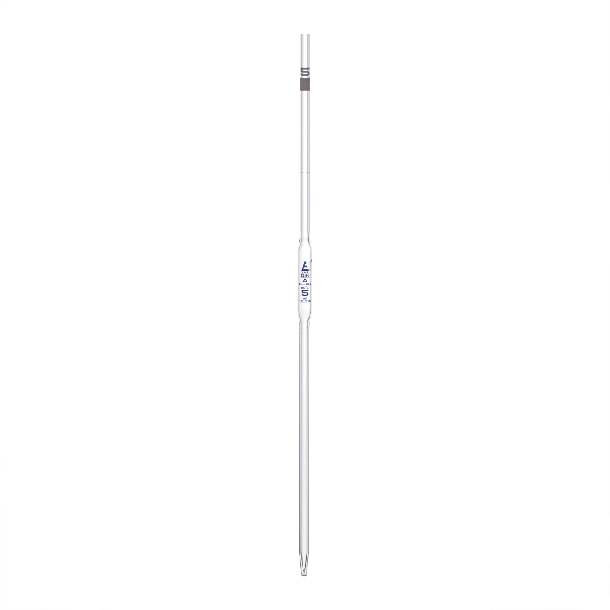 Pipette class 'A' 5ml, Borosilicate glass, Blue Printing bulb form, White - eiscoindustrial