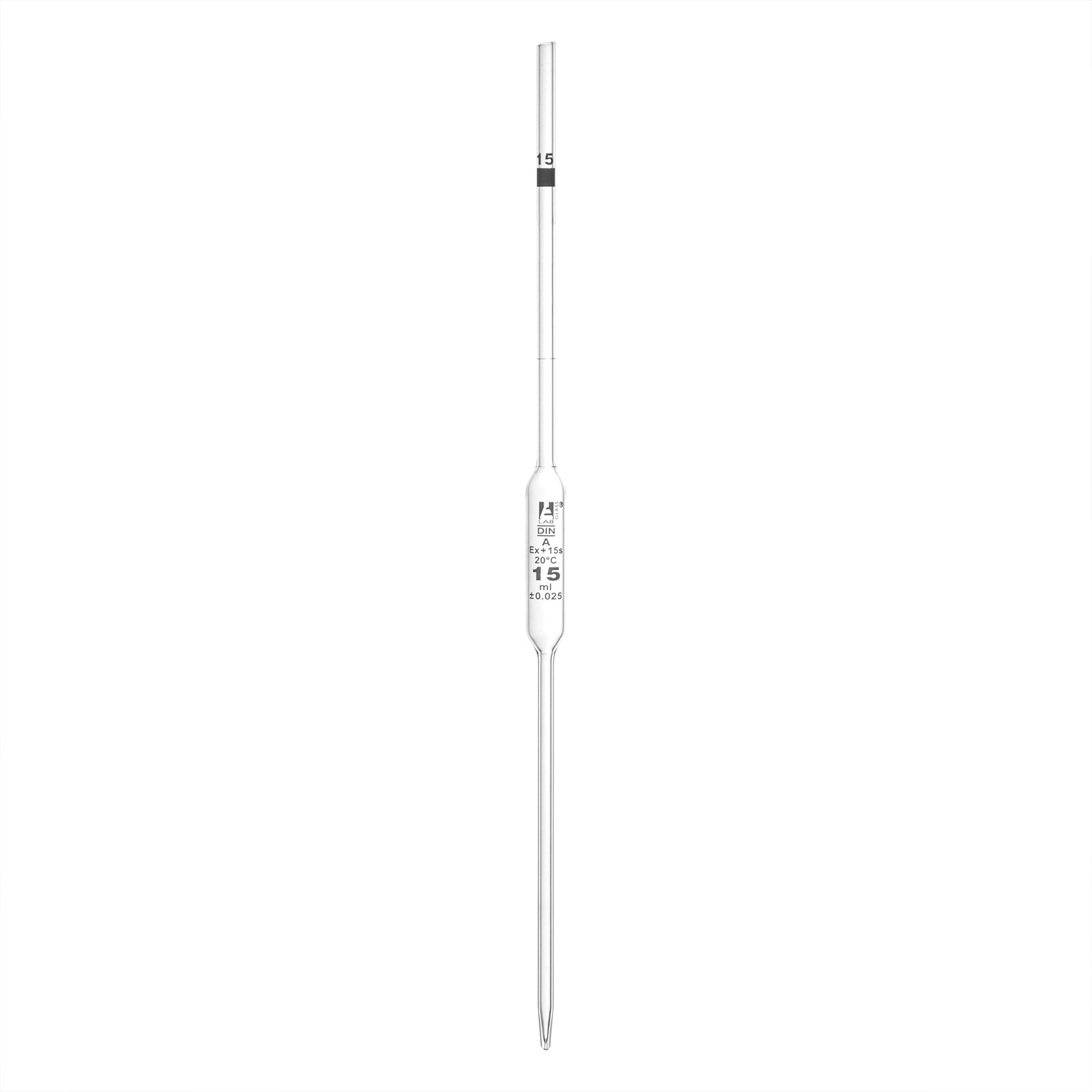 Pipette class 'A' 15ml, Borosilicate glass, White Printing bulb form, Green - eiscoindustrial