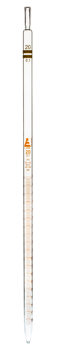 Pipette class 'A' 5ml with Individual work certificate,Borosilicate glass, Amber Printing bulb form, White colour code. TD-27C. CLASS-A, 1 MARK . - eiscoindustrial