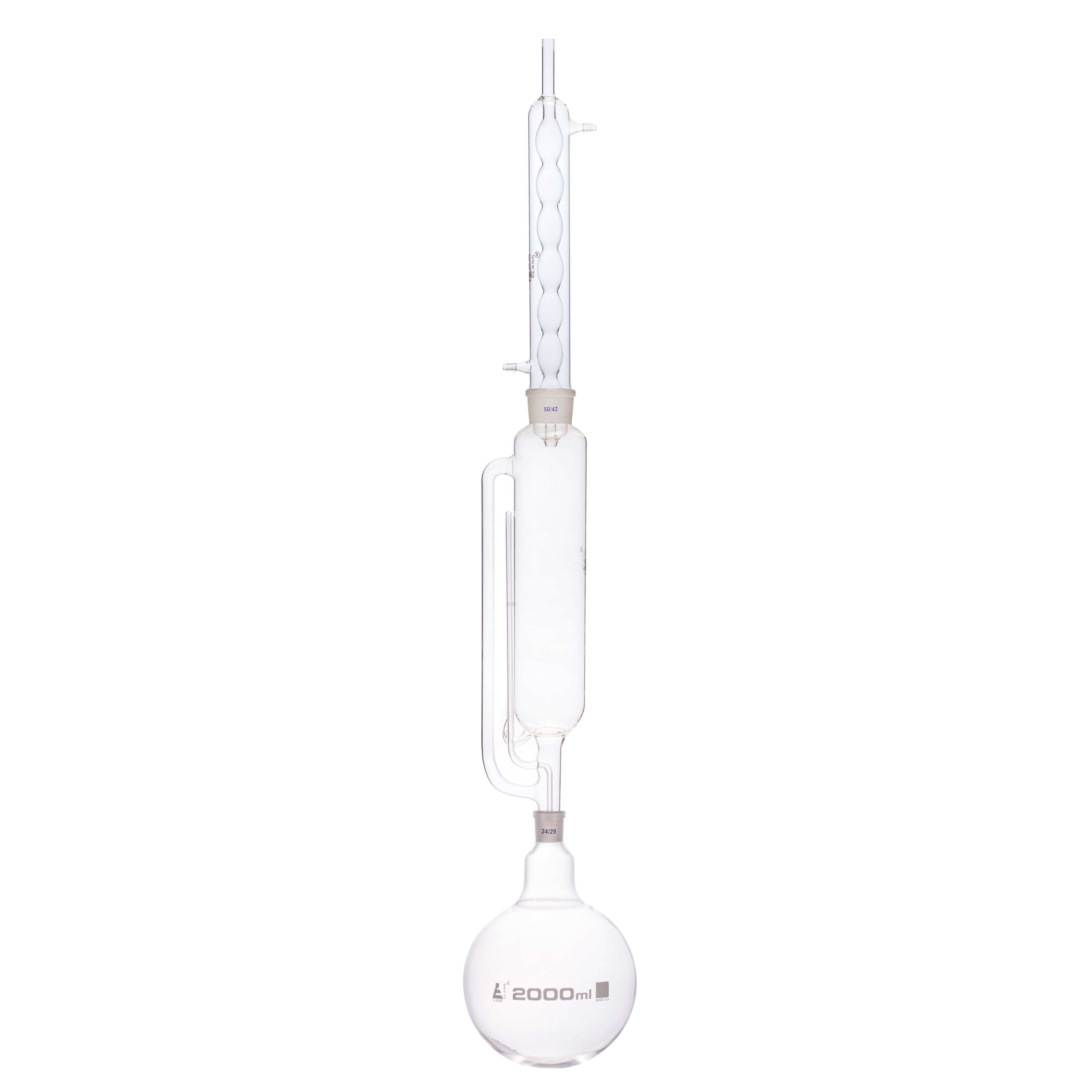 Soxhlet Extraction Apparatus, cap. 600ml, Flask size 2000ml. - eiscoindustrial