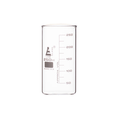 Beaker Tall form without spout made of borosilicate glass, graduated 250 ml - eiscoindustrial