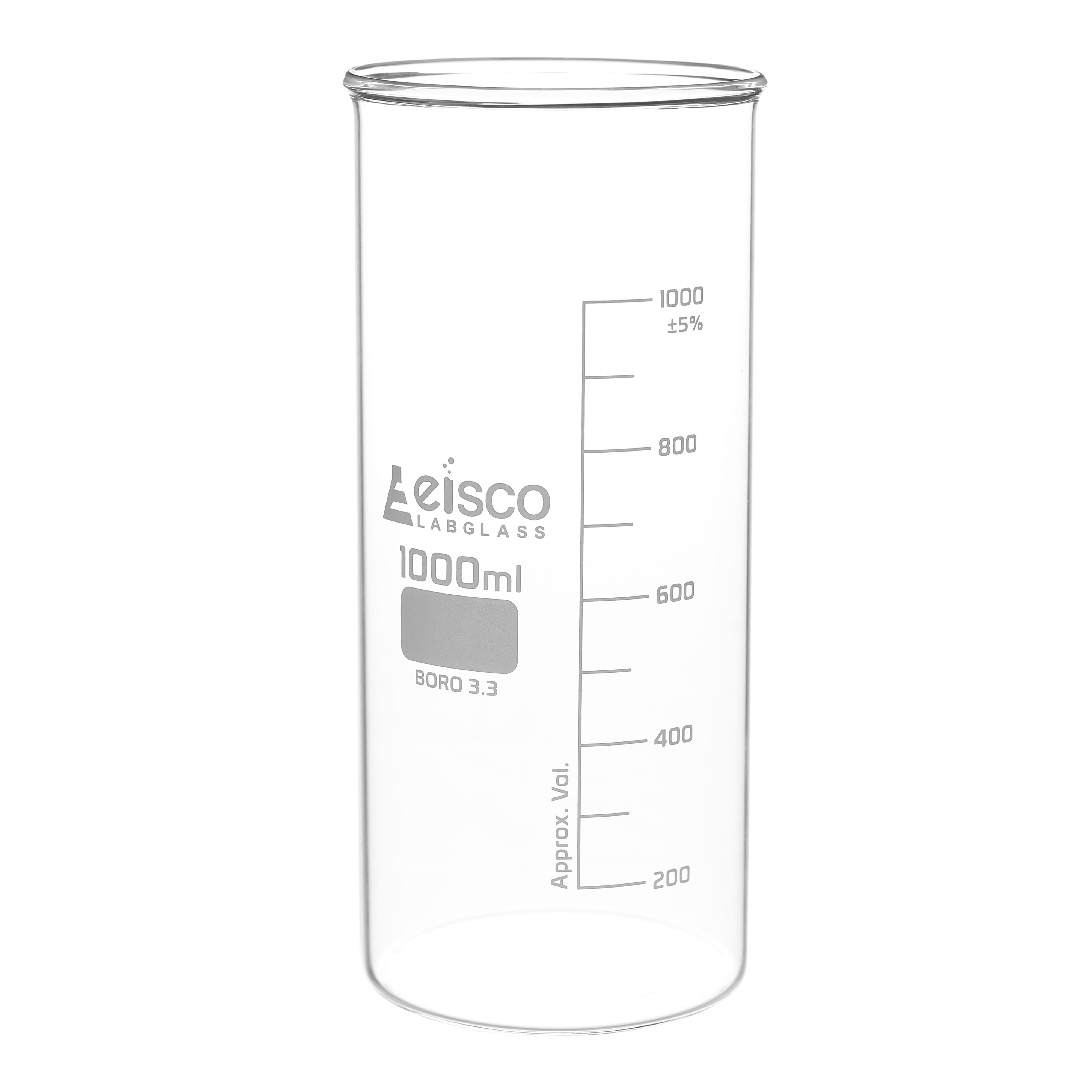 Beaker Tall form without spout made of borosilicate glass, graduated 800 ml - eiscoindustrial