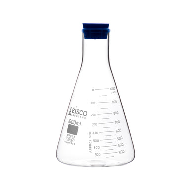 Flasks - Conical Erlenmeyer with Narrow Neck and Rubber Stopper, ASTM 4000ml - eiscoindustrial