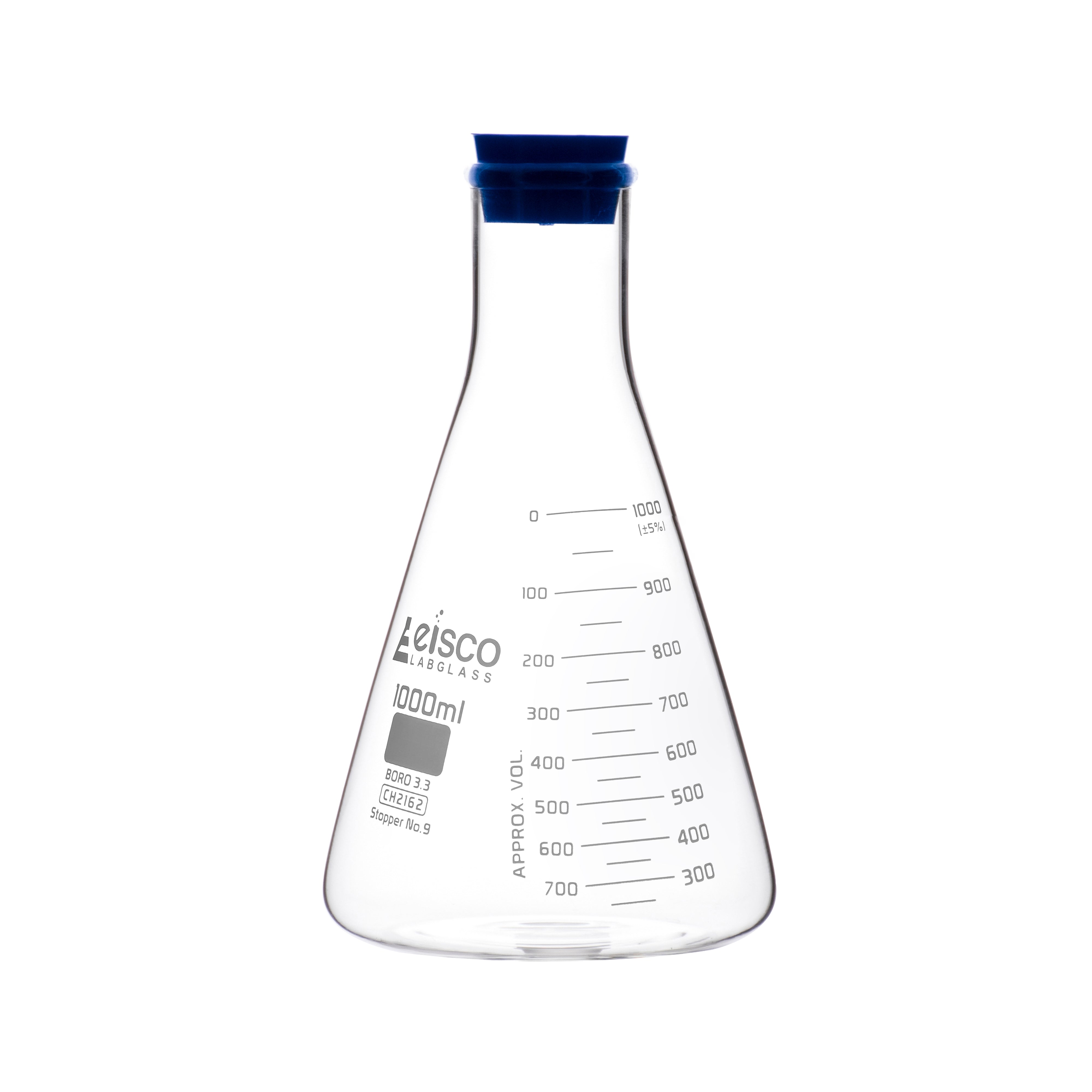 Flasks - Conical Erlenmeyer with Narrow Neck and Rubber Stopper, ASTM 6000ml - eiscoindustrial