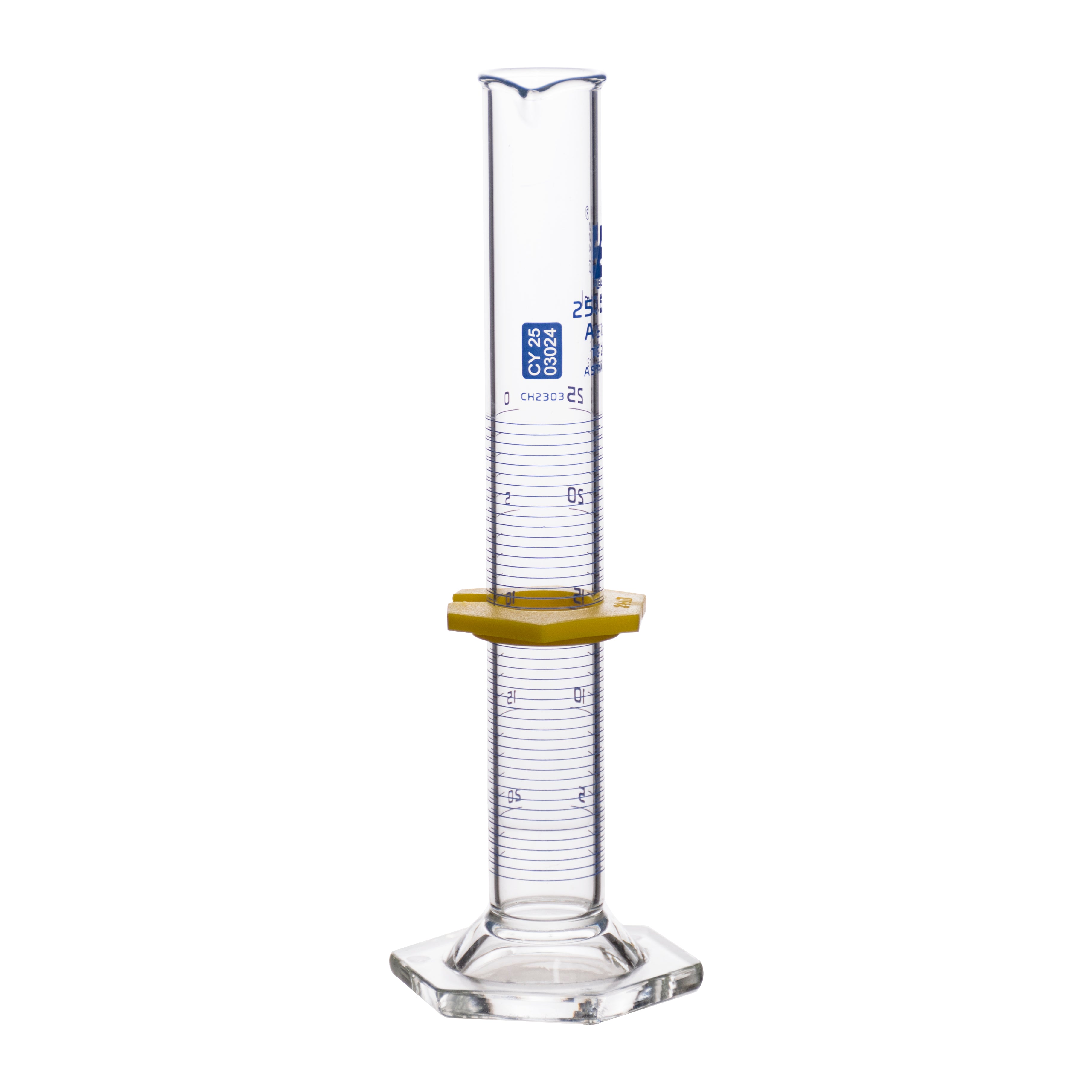 Graduated Cylinders - Glass, Class-A with Double Metric Scale, Capacity 25ml - eiscoindustrial