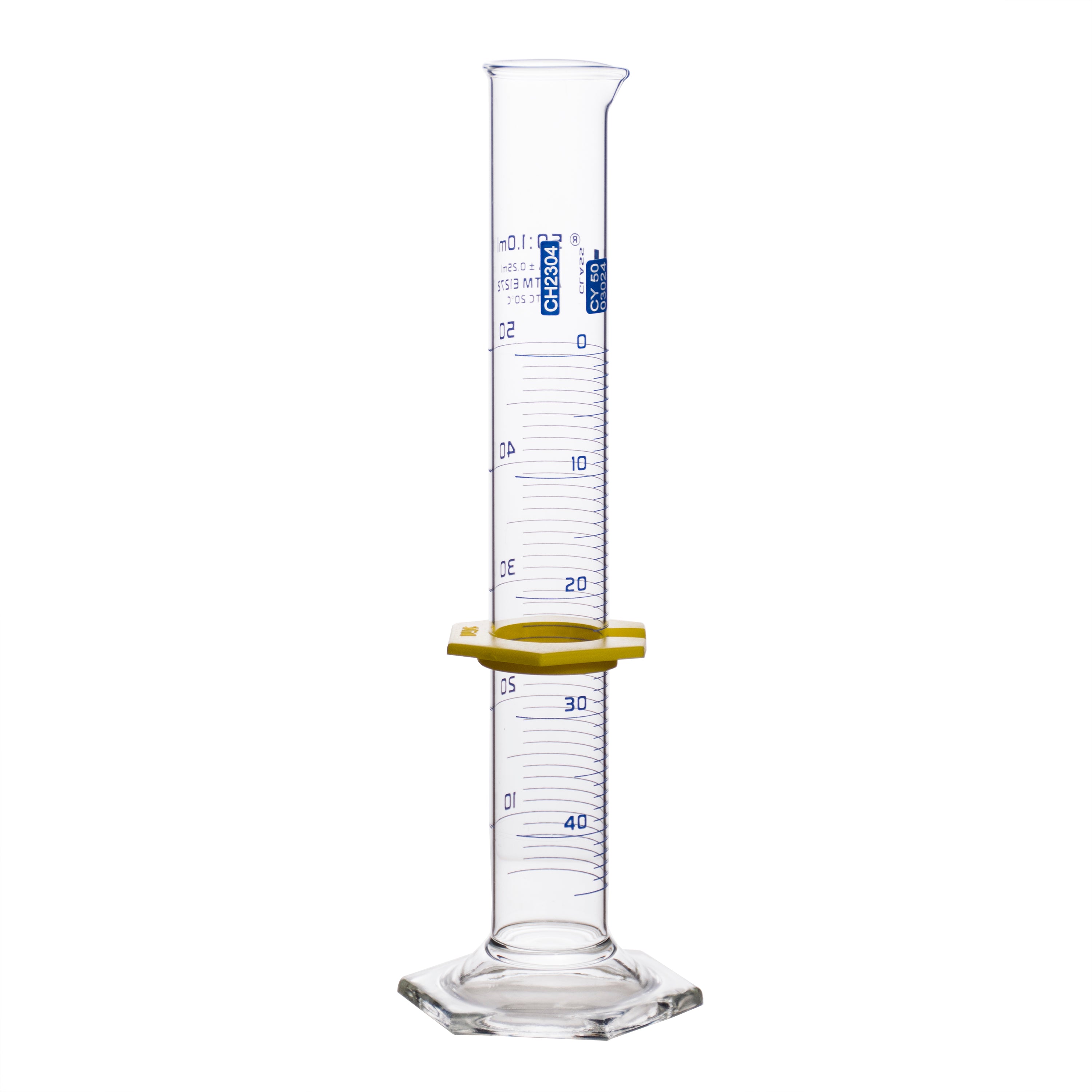 Graduated Cylinders - Glass, Class-A with Double Metric Scale, Capacity 50ml - eiscoindustrial