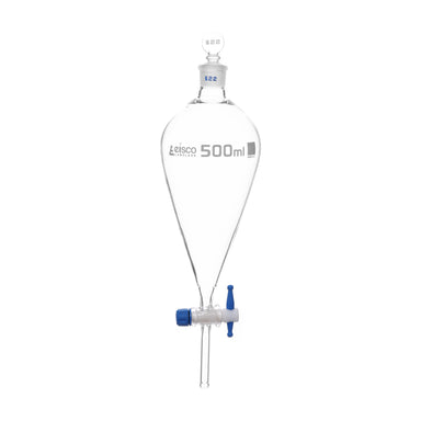 Squibb Separating Funnel - PTFE Key Stopcock,PE Stopper - ASTM, Capacity 1000ml - eiscoindustrial