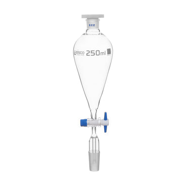 Squibb Separating Funnel - PTFE Key Stopcock,PE Stopper, Stem with Cone - ASTM,Capacity 125ml,19/22 - eiscoindustrial