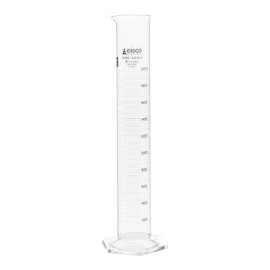 Graduated Cylinders - Glass, Class-A With Hexagonal Base, QR coded, 2000ml - eiscoindustrial