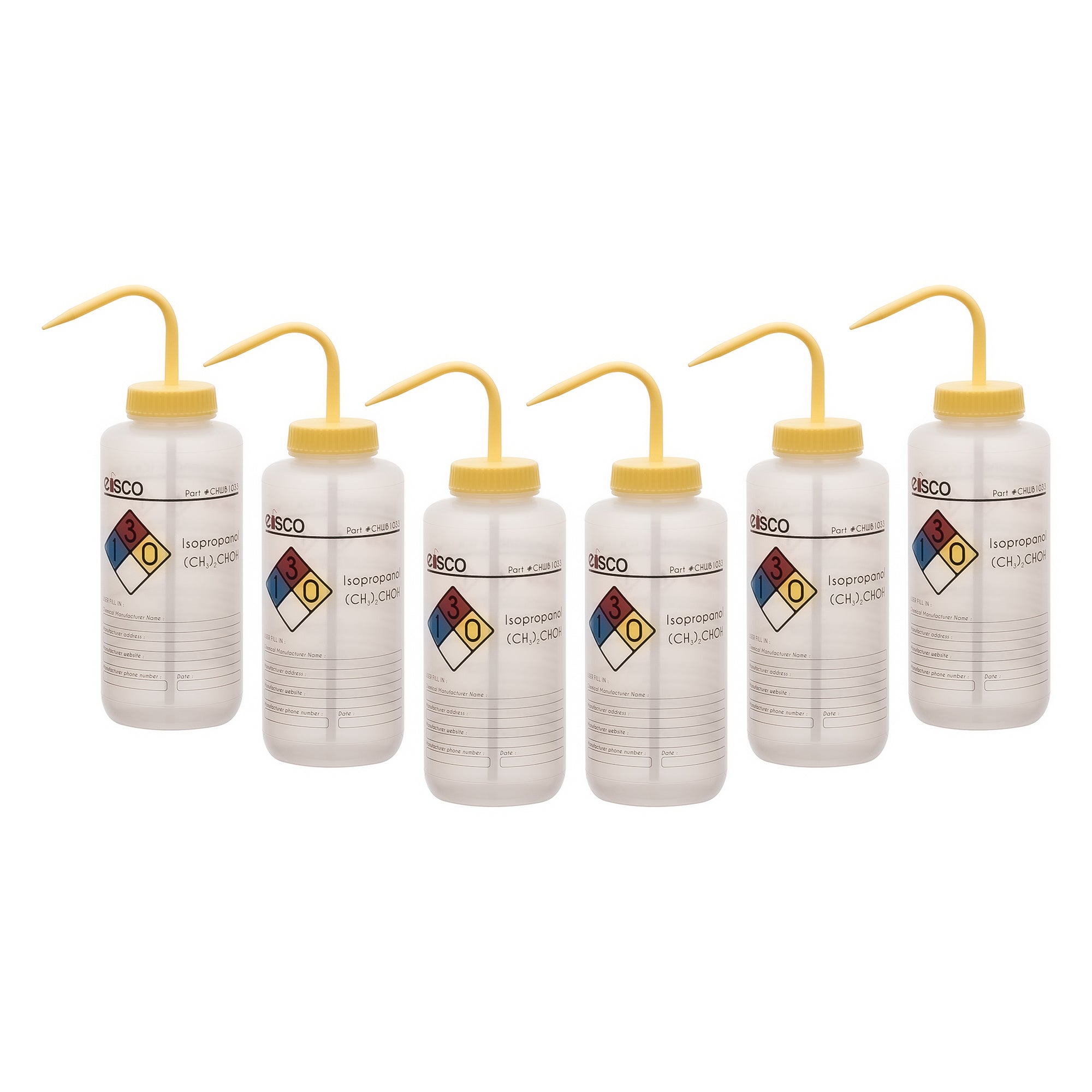 Premium Wash Bottles - Wide Neck, 4 - Color,Capacity 1000ml,Isopropanol - eiscoindustrial