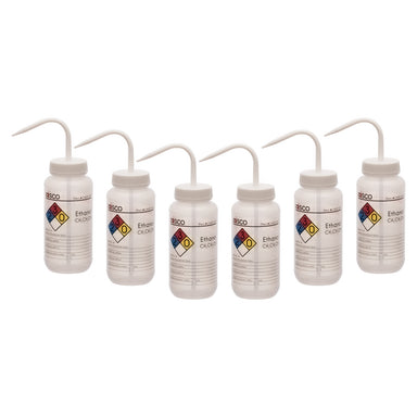 Premium Wash Bottles - Wide Neck, 4 - Color,Capacity 500ml,Ethanol - eiscoindustrial