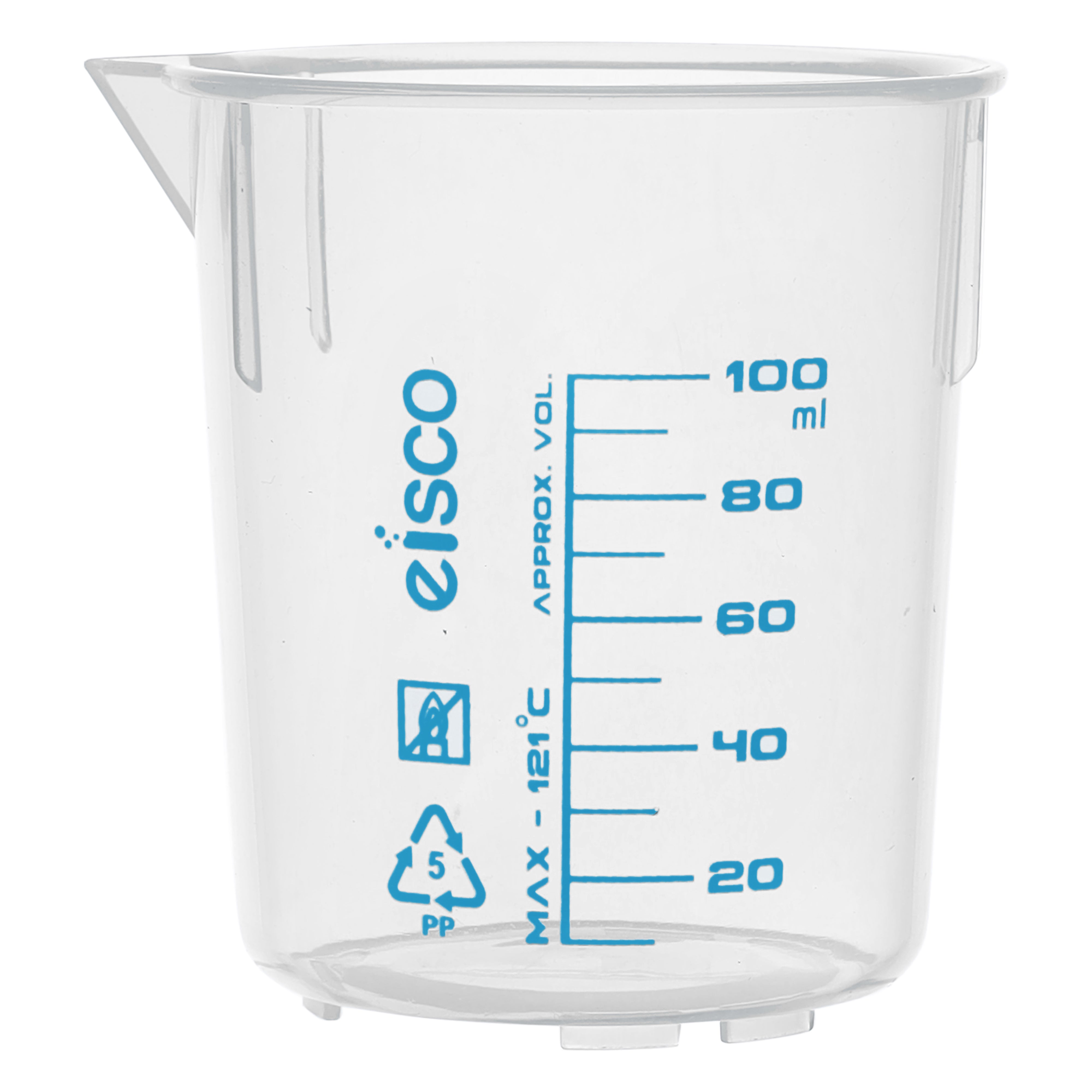 Beaker -  Polypropylene, low form with spout Screen Printed 100 x 10ml - eiscoindustrial